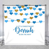 Aperturee - Aperturee Blue Little Sweetheart Custom Name Baby Shower Backdrop